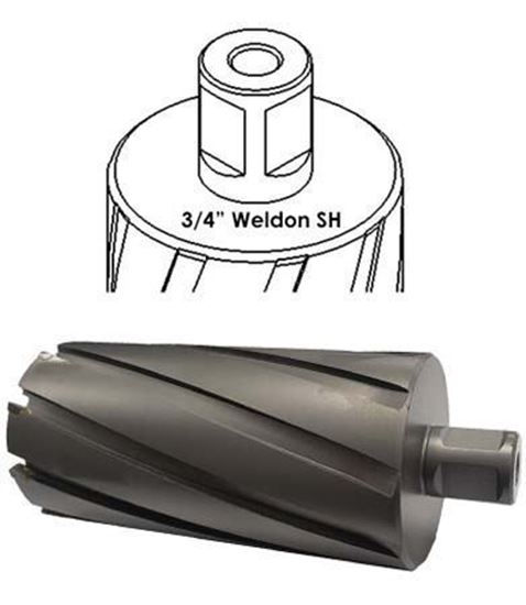 2-1/4 inch carbide tipped annular cutter with 3/4 inch weldon shank